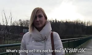 Czech college coed
 pays blond
 for public sex