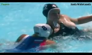 REAL water polo lady grabs at opponents vag