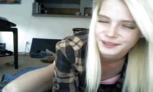 slim blonde teenager
 on web-cam