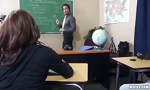 gonzo professor screws with a skinny school
 pupil in the school room
