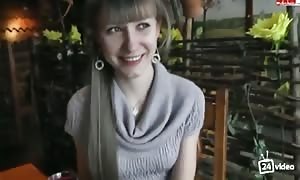 Natasha makes a deep throat mouth-fuck
 in the cafe