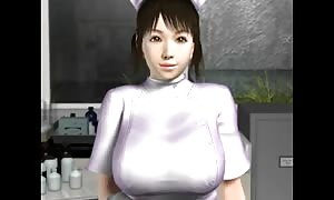 Super animated comic 3D three-way with two
 nurses