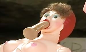 vintage humorous
 horror movie clip
 parody with fake cock