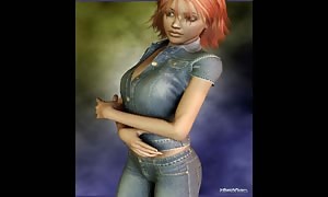 3d hotty clothed all in jean