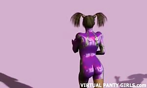 3d animated comic stripper with massive titties and pony tails