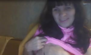 sexy playful old is chatting
 messy
 and smiling in webcam