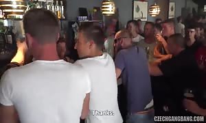 street walker fucks on the bar stand in the video clip by Czech gang bang