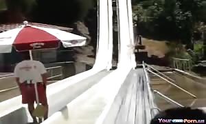 youngster Loses Her Top On The Waterslide