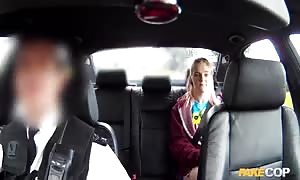 Sex in the police officers vehicle
 with a nice-looking teenie street walker